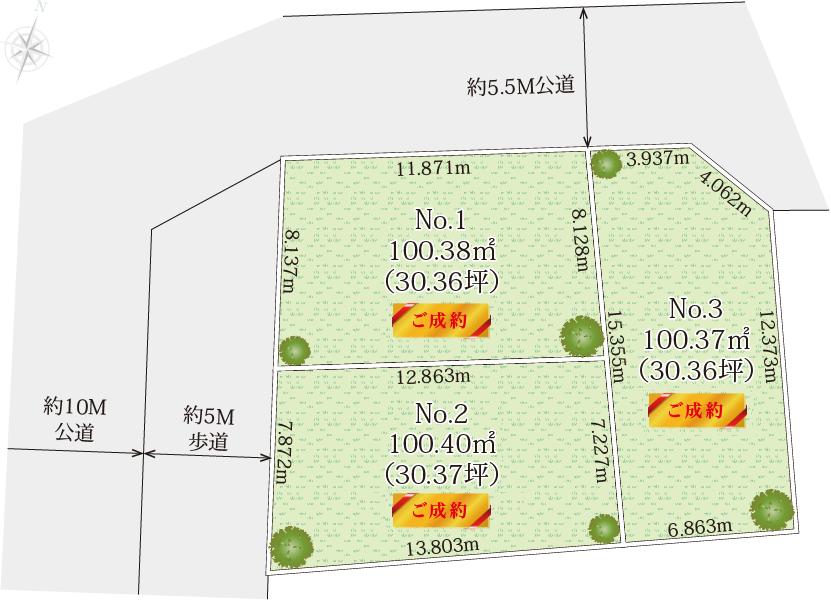 茅ヶ崎市十間坂土地の区画図